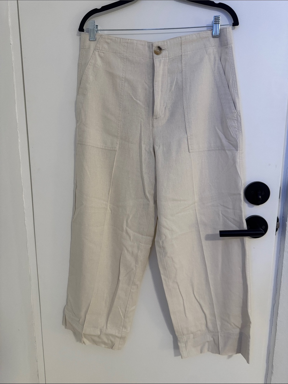 DKNY Linen Blend Wide-Leg Utility Pants